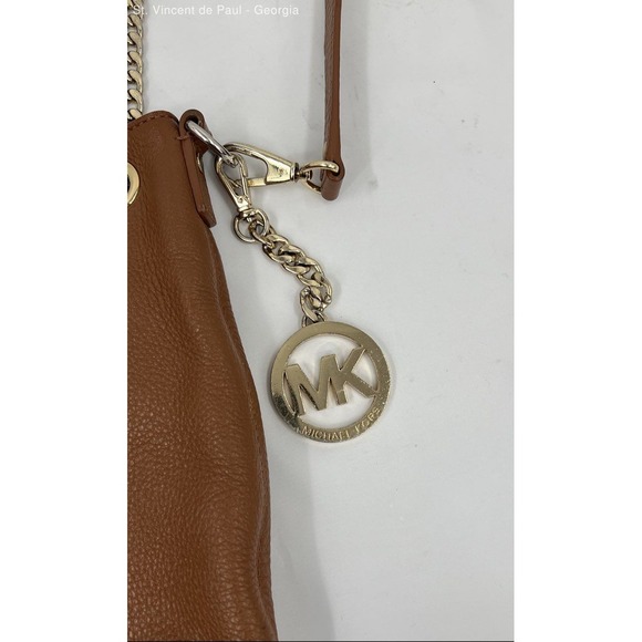 Vintage Michael Kors Brown Pebbled Leather‎ Hobo Shoulder Bag Purse Chain Handle - Picture 2 of 11